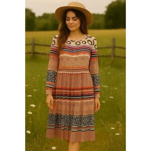 Anthropologie Donna Morgan Cottagecore Boho Farm Prairie 12 Sierra Midi Dress